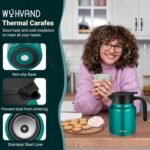 34Oz Thermal Coffee Carafe for Hot/Cold, Stainless Steel Thermos Carafes for Hot Liquids, Dustproof Insulated Hot Water Carafe for Party/Home,Agave Teal - Image 4