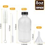 8oz Clear Glass Bottle, Reusable Glass Bottles with Airtight Lid for Shampoo, Conditioner, Essential Oils, Set of 20 (Clear) - Image 3