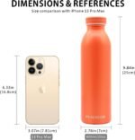 20oz Stainless Steel Water Bottle - Double Walled Vacuum Insulated - Keeps Hot for 12 & Cold for 24 Hours - BPA-Free - Leak Proof Reusable - Thermo Flask for Sports, Outdoor (Orange) - Image 3