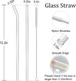 6 PCS Clear Glass Reusable Straws for Stanley 40 oz 30 oz Cup Tumbler, Shatter Proof, 6 Pack with Cleaning Brush - Image 3