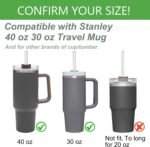 6 PCS Clear Glass Reusable Straws for Stanley 40 oz 30 oz Cup Tumbler, Shatter Proof, 6 Pack with Cleaning Brush - Image 4