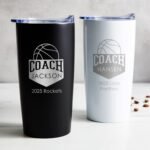 Lifetime Creations Personalized Basketball Coach Tumbler: Custom Basketball Coach Gift, Coaches Coffee Travel Mug from Team, Insulated Engraved Stainless Steel 20 Ounce Cup (White) - Image 4