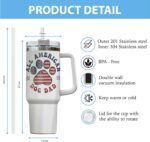 4th of July Boxer Dog Dad US Flag Insulated Tumbler Patriotic Gift for Men Customized Name Tumbler Personalized With Lid Engraved 40oz with Lid - Image 3