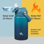 Insulated Water Bottle with Straw Lid,12 oz Stainless Steel Vacuum Metal Bottle with Silicone Handle,Vast - Image 4