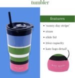kate spade new york 20 Ounce Insulated Tumbler for Cold and Hot Drinks with Reusable Straw, Stainless Steel Travel Cup with Slide Top Lid (Sunny Day Stripe) - Image 4