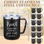 Sieral 12 Pcs Christian Coffee Mugs with Straw Lid 17 oz Religious Bible Verse Cups Stainless Steel Tumbler Employee Appreciation Gifts for Women Men Office Christmas(Black,Bible Verse) - Image 3