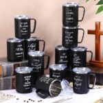 Sieral 12 Pcs Christian Coffee Mugs with Straw Lid 17 oz Religious Bible Verse Cups Stainless Steel Tumbler Employee Appreciation Gifts for Women Men Office Christmas(Black,Bible Verse) - Image 4