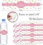 It's A Girl Water Bottle Labels Baby Shower Pink and Gold Water Bottle Stickers Girl Birthday Party Decorations Supplies Set of 32 - Image 3