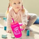 16 oz Sublimation Tumbler with Handle and Straw for Kids, Stainless Steel Sublimation Tumblers Bulk with Lids, Vacuum Insulated Iced Coffee Cups for Smoothie Water Soda DIY Gift (Rosy,1 pack) - Image 3