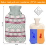 Hot Water Bag Hot Water Bottle 2 Liter with Knit Cover - Great for Cramps, Pain Relief & Cozy Nights - Water Heating Pad - Feet & Bed Warmer for Adults, Classic Snowflake - Image 4