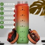 Motivational Water Bottle with Time Marker – BPA/BPS-Free Tritan Bottle – Leak-Proof Design with Straw & Fast Flow Lids – Perfect for Gym, Outdoor Sports, and Fitness (Gradient Orange/Green) - Image 3
