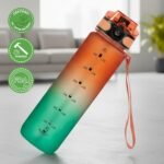 Motivational Water Bottle with Time Marker – BPA/BPS-Free Tritan Bottle – Leak-Proof Design with Straw & Fast Flow Lids – Perfect for Gym, Outdoor Sports, and Fitness (Gradient Orange/Green) - Image 4