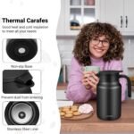 51Oz Thermal Coffee Carafes For Keeping Hot/Cold, Stainless Steel Coffee Carafe, Dustproof Insulated Water Carafe for Party/Home,Black - Image 4