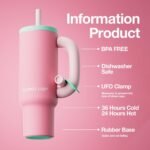 CHAKO LAB BaWang Insulated Stainless Steel Tumbler | Tumbler with Handle and Straw 33oz | Cup Holder Friendly for Travel | Leakproof Water Bottle | BPA-Free | Ceramic liner|Strawberry - Image 3