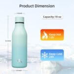 Insulated Water Bottle with Strap,18 oz Double Wall Stainless Steel Vacuum Bottles Metal Water Flask,Mint - Image 3