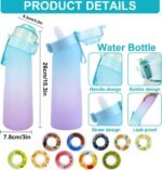Air Scent Water Bottle with 12 Flavor Pods 650ML Fruit Fragrance Scented Water Cup BPA Free 0% Sugar For Fitness And Outdoor (Gradient Blue Bottle+12 pods in random flavors) - Image 6