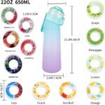 Air Scent Water Bottle with 12 Flavor Pods 650ML Fruit Fragrance Scented Water Cup BPA Free 0% Sugar For Fitness And Outdoor (Gradient Blue Bottle+12 pods in random flavors) - Image 8