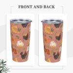Chicken Tumbler Rooster Theme Stainless Steel Insulated Tumblers with Lid and Straw Reusable Cute Hen Coffee Travel Mug Tea Drinking Water Wine Cups Birthday Gifts for Women 20 Oz - Image 3