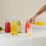 KooK Glass Carafe, Mimosa Bar Supplies, Carafe Pitchers with Lid, Set of 3, Glass Water Pitcher, Drink Dispensers for Parties, Tea, Wine, and Juice, Plastic Lids, Dishwasher Safe, 35 oz - Image 3