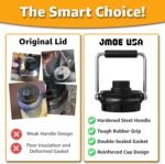Jmoe USA Improved Jug Lid for RTIC Half Gallon and One Gallon Jugs | Replacement Lid With Upgraded Features, Better Cap, Rubber Grip, Steel Handle | Made of BPA Free Plastic (Fits Ceramic Version) - Image 7