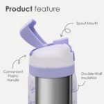 Butterfly Insulated Stainless Steel Water Bottle with Straw for Sports and Travel, 32oz, Gifts for Women Girls Friends Teens Birthday Christmas (Purple) - Image 3