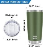 WETOWETO 20oz Insulated Stainless Steel Tumbler, Double Wall Vacuum Travel Coffee Mug, Leak-Proof Tumbler Cup for Home Office Travel (Army Green, 1 Pack) - Image 4