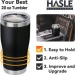 HASLE OUTFITTERS 20 oz Tumbler Bulk, Stainless Steel Tumblers with Lid, Vacuum Insulated Tumbler, Double Wall Tumbler Cup, coffee mugs, Black, 6 Pack - Image 4