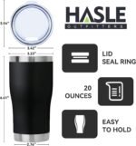 HASLE OUTFITTERS 20 oz Tumbler Bulk, Stainless Steel Tumblers with Lid, Vacuum Insulated Tumbler, Double Wall Tumbler Cup, coffee mugs, Black, 6 Pack - Image 5