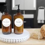 Cornucopia Brands 16oz Amber Glass Bottles w/ Pump Dispensers (2-Pack); Refillable Lotion Liquid Soap Pump Brown Bottles Labels, BPA-Free Plastic Tops - Image 4