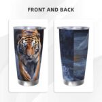 20oz Stainless Steel Tumblers Travel Mug with Lid & Metal Straw River Tiger Tumbler Double Wall Vacuum Insulated Tumbler Coffee Mug Cups fit Car Cupholder Cold & Hot Drinks - Image 4