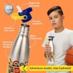 FLAIR Cola Crush 500 ml Stainless Steel Insulated Water Bottle with Sipper Cap | BPA-Free Bottle with Straw for Kids & Adults | Perfect for Travel, Gym & Sports (COOL DUDE) - Image 4