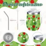 Patelai 6 Pieces Lime Green Christmas Wine Tumbler with Lids and Straws 12 oz Stainless Steel Insulated Coffee Cups Bulk Funny Wine Cups for Holiday Xmas Elf Tumbler Party Gifts - Image 3