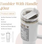 Mom Gifts for Women Mom Nutrition Facts Tumbler Stainless Steel 40oz with Handle Insulated Travel Cup Best Mom Ever Coffee Cup, Mother's Day Christmas Birthday Gifts from Son Daughter - Image 3