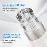 Small Glass Shaker Bottle, 2 Pack 16oz BPA Free Odorless Shaker Bottle with 304SS Mixing Ball and Removable Cleaning Brush for Fitness & Protein Shakes(White-2Pack) - Image 3