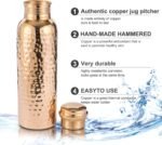 Pure Copper Water Bottle 34 Ounce with Jute Carry Bag – Hammered Leakproof Ayurvedic Copper Vessel for Drinking Water - Reusable Bottle for Home, Office, Gym, Travel & Gifting - Image 4