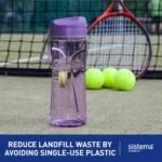 Sistema Swift Sports Water Bottles | 600 ml | Leakproof Kids Water Bottles | Impact-Resistant Tritan Plastic | BPA-Free | Ocean Blue & Misty Purple | 2 Count - Image 3