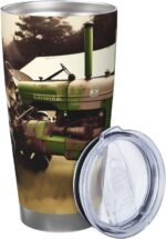 20 Oz Tumbler With Lid And Straw, Stainless Steel Travel Coffee Mug Double Wall Insulated Tea Cup Old Tractor Photo Farm Water Bottle Gifts For Women Men - Image 3