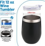 4 Pack Replacement Lids for 12 oz Wine Tumbler, Travel Spill Proof Splash Resistant Tumbler Lids Fit Inner Diameter 2.87 Inch Tumbler Cup, BPA-free & Straw Friendly (Hole Lid, 12 Ounce) - Image 3