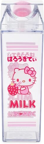 Silver Buffalo Sanrio Hello Kitty Strawberry Plastic Milk Carton Bottle With Spill-Resistant Lid | Holds 16 Ounces - Image 4