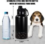 AGH Portable Dog Water Bottle with Detachable Bowl, 32oz Double Wall Vacuum Flask Stainless Steel for Walking and Hiking, Black - Image 3