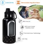 AGH Portable Dog Water Bottle with Detachable Bowl, 32oz Double Wall Vacuum Flask Stainless Steel for Walking and Hiking, Black - Image 5