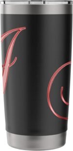 Letter J Pretty Personalized Red Monogram Initial Name Cute Stainless Steel Insulated Tumbler - Image 3