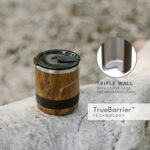 Elemental Recess Lowball Tumbler, 10oz Triple Wall Stainless Steel Cup with Non-Shattered Tritan Lid, Insulated Whiskey Glass, Insulated Coffee Tumbler Mug for Hot & Cold Drinks - Teak Wood - Image 5