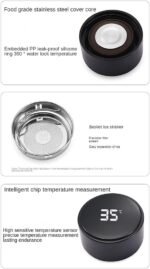 Yuly 500ML for Smart Insulation Water Bottle Digital Temperature Display Stainless Steel Thermal Mugs Kids Water Bottle for Boys Toddler Without Straw Stainless Steel - Image 3