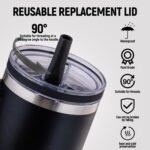 Replacement Lid for Stanley 40 oz and 64 oz Tumbler.Leakproof Flip Straw Lid Fit Stanley Cup Quencher H2.0 40 oz/64 oz and ProTour 40oz/64oz Tumbler.(Black,2-Pack) - Image 3