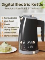 Electric Kettle with Temperature Control, 5 Preset Temps, 2H Keep Warm -1200W Quiet Water Boiler,Electric Tea Kettle with BPA-Free, Digital Cool-Touch, Rotating Base for Home,Office, Kids(Gray) - Image 4