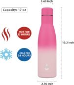 BJPKPK Insulated Water Bottle 17oz Stainless Steel Water Bottles Disawasher Safe Reusable Metal Thermal Keep Cold and Hot,Cherry - Image 3
