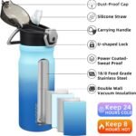 BJPKPK Water Bottle with Straw 18oz Insulated Water Bottles Reusable Stainless Steel Metal Thermal Flask with Leak Proof Lockable Lid and Carry Handle,Sky - Image 3