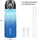BJPKPK Water Bottle with Straw 18oz Insulated Water Bottles Reusable Stainless Steel Metal Thermal Flask with Leak Proof Lockable Lid and Carry Handle,Sky - Image 5