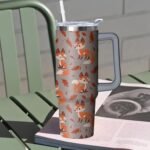30 oz Fox Tumbler with Handle and Straw, Insulated Stainless Steel Cup with Lid, Travel Coffee Mug Water Bottle, Gifts for Woman Animal Lovers - Image 5